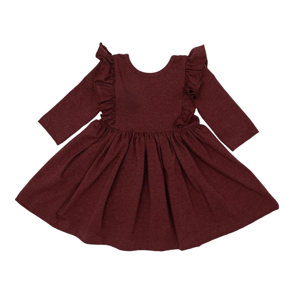 Mila & Rose Girl's Burgundy Heather Ruffle Twirl Dress-Baby & Toddlers Tops-Sunshine and Wine Boutique