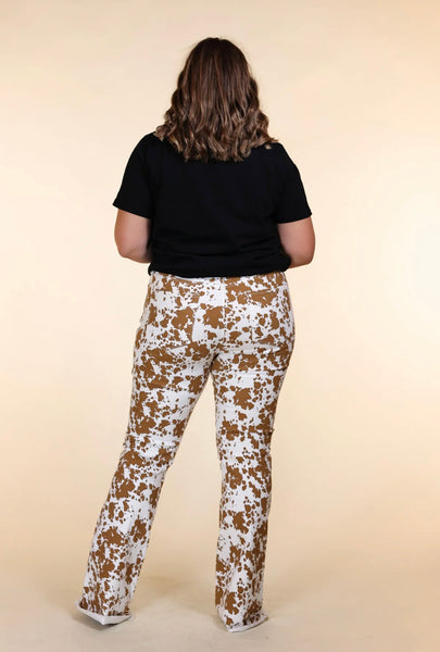 Southern Grace The Sadie High Rise Cowhide Flare With Fray Hem Denim-Jeans-Sunshine and Wine Boutique