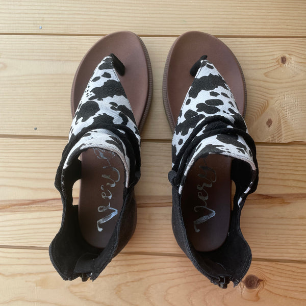 Very G "Angelika 2" Black & White Cow Sandal-Shoes-Sunshine and Wine Boutique