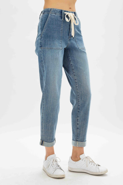 Judy Blue High Waist Pull On Jogger Denim 88496-Jeans-Sunshine and Wine Boutique