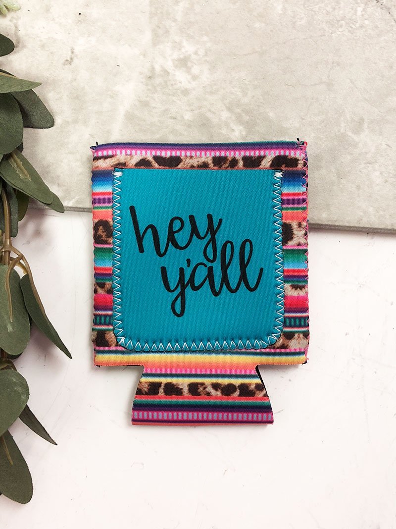 Peachy Keen Hey Ya'll Serape Regular Can Cooler-Can & Bottle Sleeves-Sunshine and Wine Boutique
