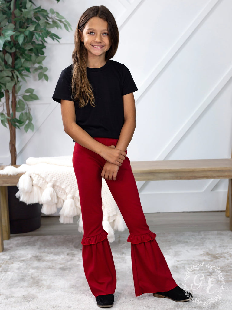 Southern Grace Girl's Ruffle My Feathers Flare Pants with