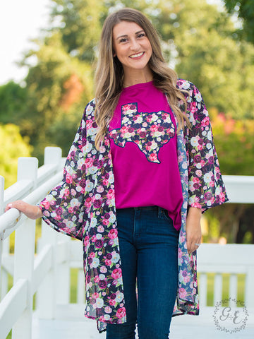 Southern Grace Forever Blooming Floral Kimono-Clothing-Sunshine and Wine Boutique